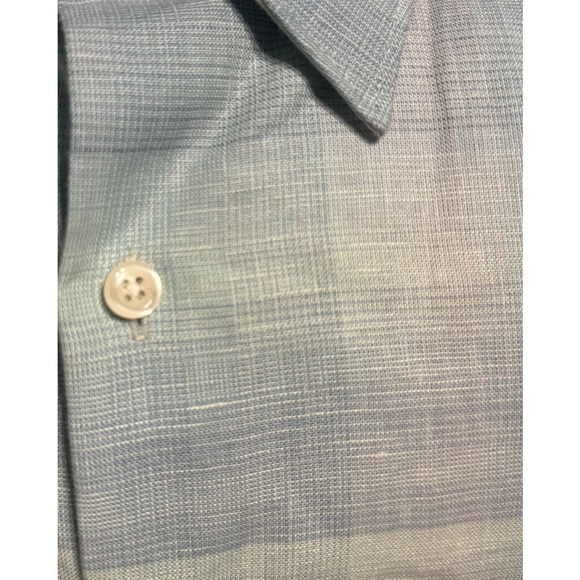 Perry Ellis Men Linen Button-Up Cotton Shirt Pastel Plaid - Picture 7 of 8